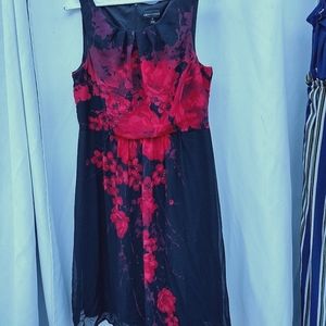 Black with red roses dress